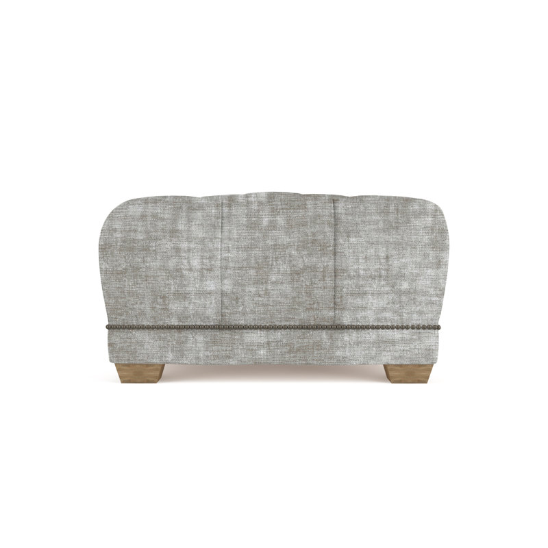 Repose-pieds Hudson, Velours écrasé rayé argent, Patiné
