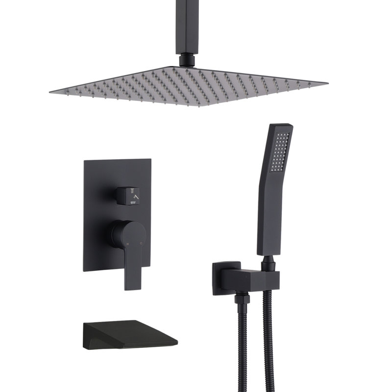 Topcraft 10-Inch Wall-Mounted Rain Shower System With Handheld Showerhead And Spout