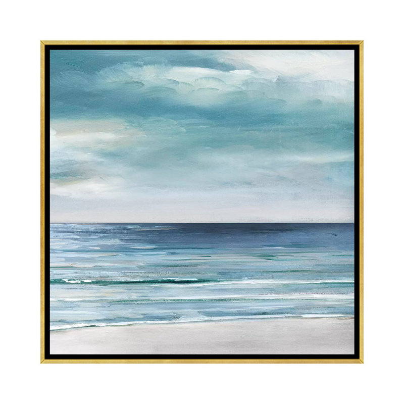 Blue Silver Shore II, No Mat, Gold Framed, 18" H x 18" W x 1.5" D