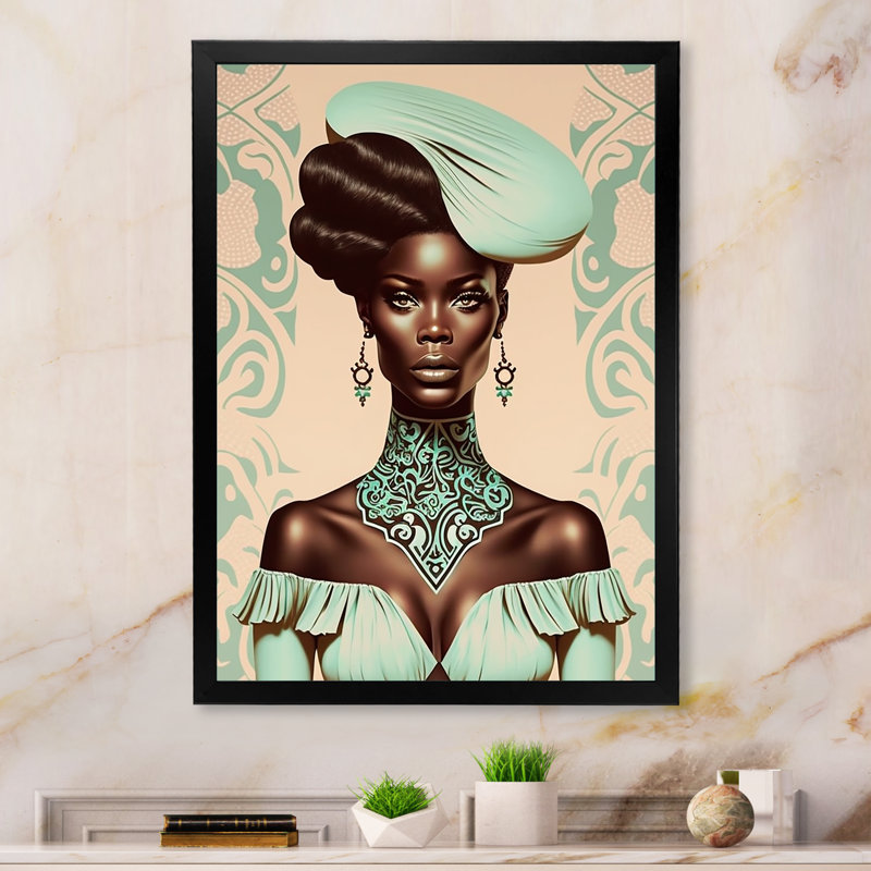 «Clennell Beautiful Retro African American Model II», reproduction sur toile, Cadre photo noir, H 20 po x l 12 po x P 1 po