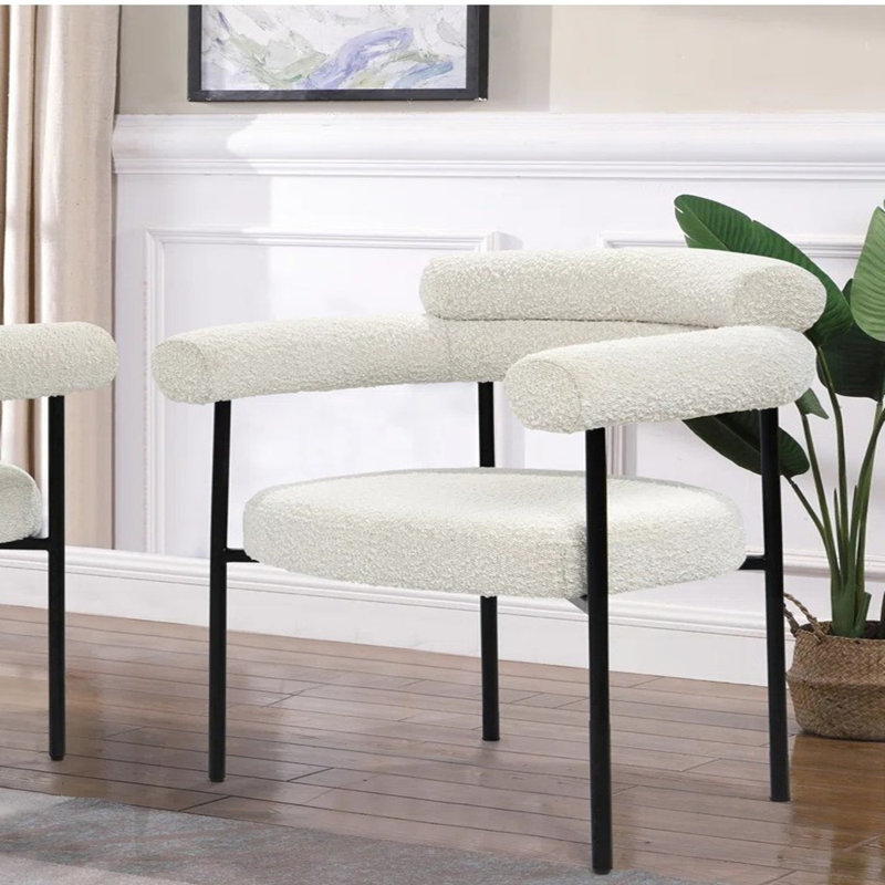 Ensemble de 2 chaises de salle à manger en tissu Boucle