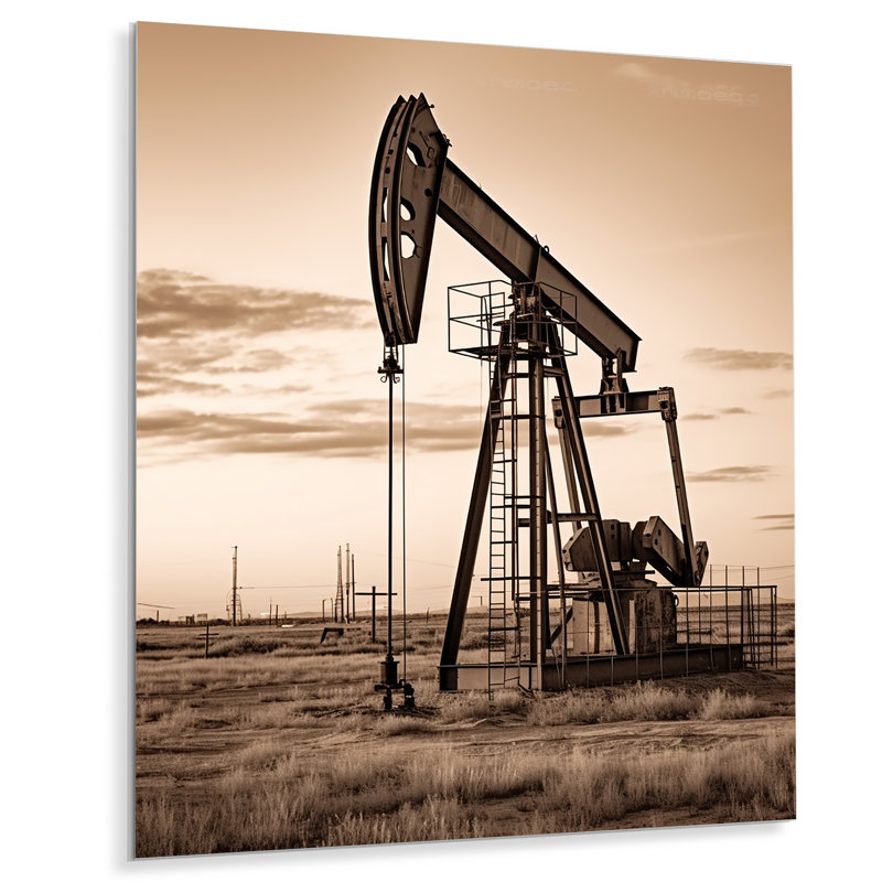 «Sepia Oil Drilling Rigs Fields Horizon» sur, H 40 po x l 30 po x P 1,5 po