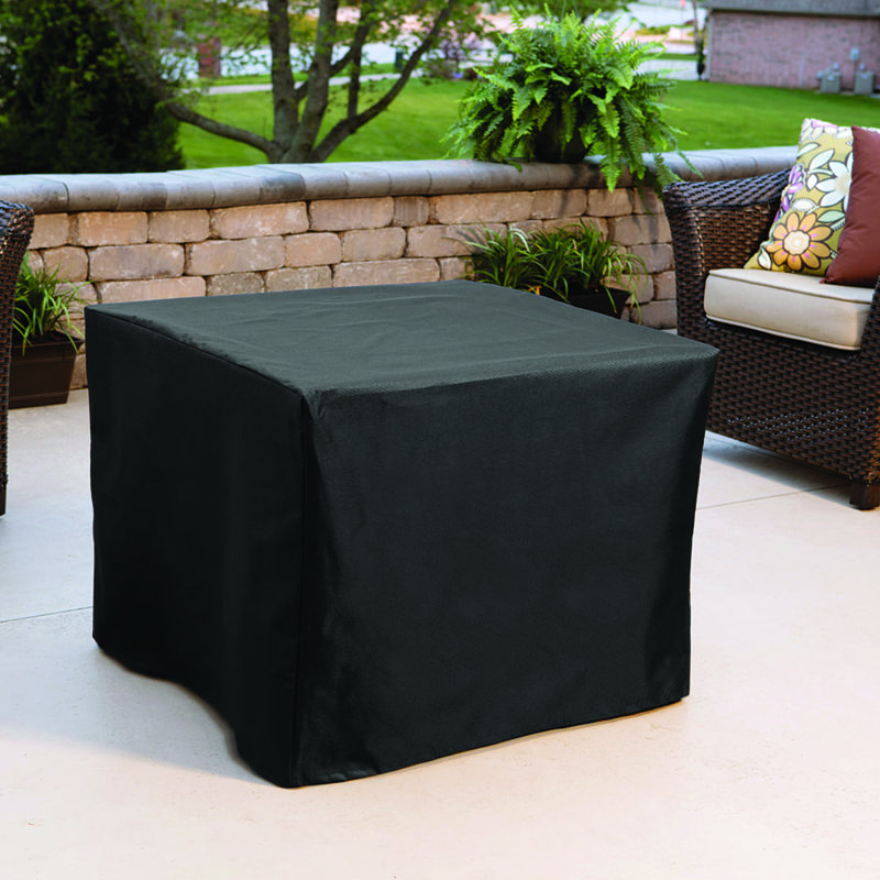 30-Inch Black Steel Propane Fire Pit Table with Fire Glass