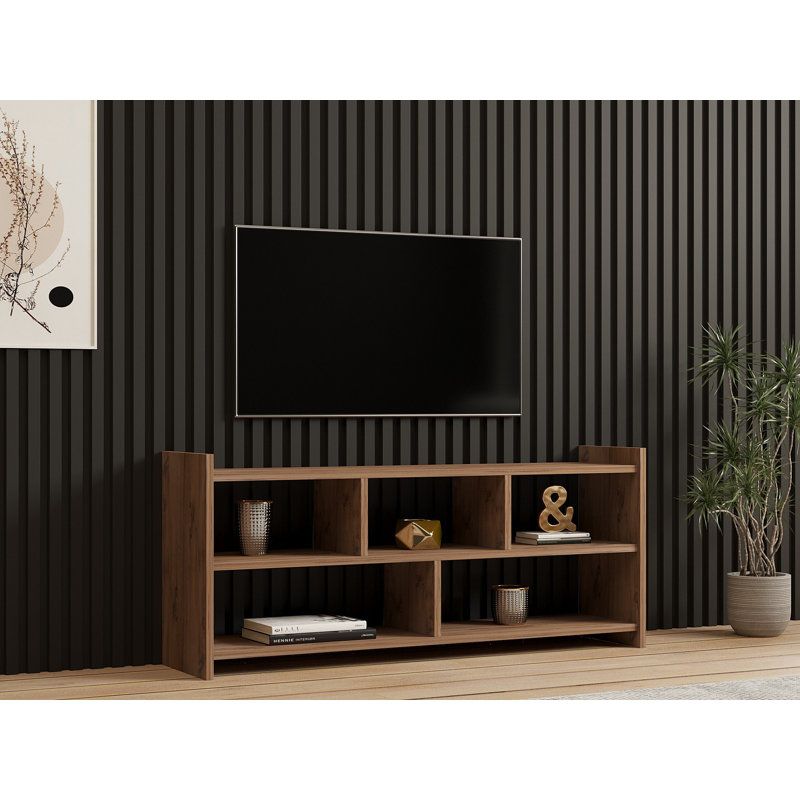 Modern TV Stand with Numerous Shelves, Atlantic Pine Color, 46.3 x 21.7 x 11.0 inches | 100% Melamine Coated Particle Board, Thickness: 0.7 inches | Stylish Storage Solution for Living Room & Entertainment Spaces