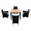 5 piece Outdoor Patio Wicker Dining Set Patio Wicker Furniture Dining Set w/Acacia Wood Top Black Wicker / Creme Cushion
