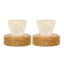 Lampe de bureau rustique rechargeable avec cristal à facettes et intensité variable, forme tulipe, sans fil, fini bois naturel (lot de 2)