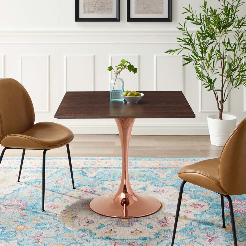 Table de salle à manger Lippa par Modway, Naturel, Or, L 36 po x l 36 po