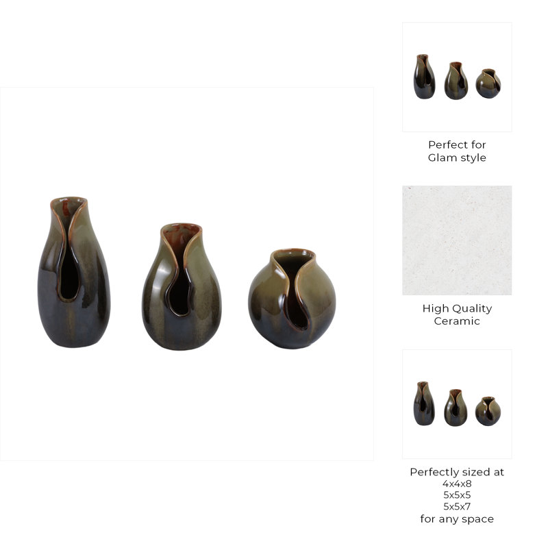Oswego Handmade Stoneware/Ceramic Table Vase, Green
