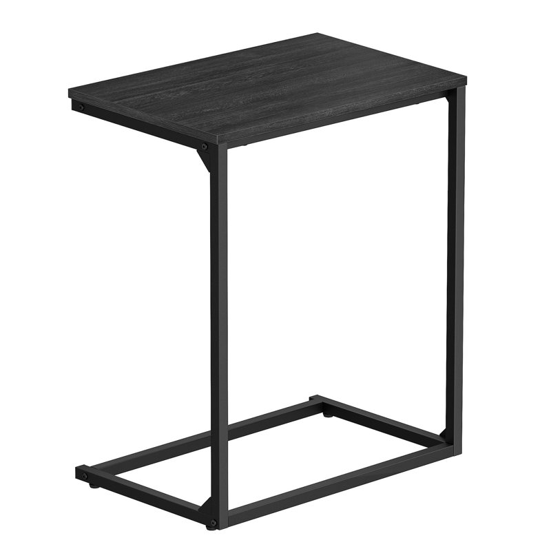 Hufsah C Shape End Table, 26" H x 21.7" W x 13.8" D, Ebony Black Top/Black Base