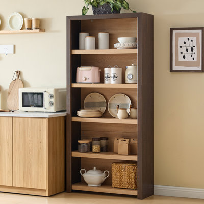 Ann 47.63"H X 31.1"W Wood 3-Tier Bookcase, Brown/ Natural