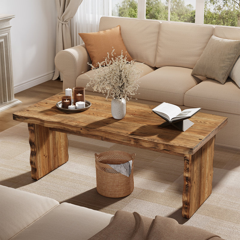 Table basse en bois massif de 47,24 po, table centrale rustique pour le salon
