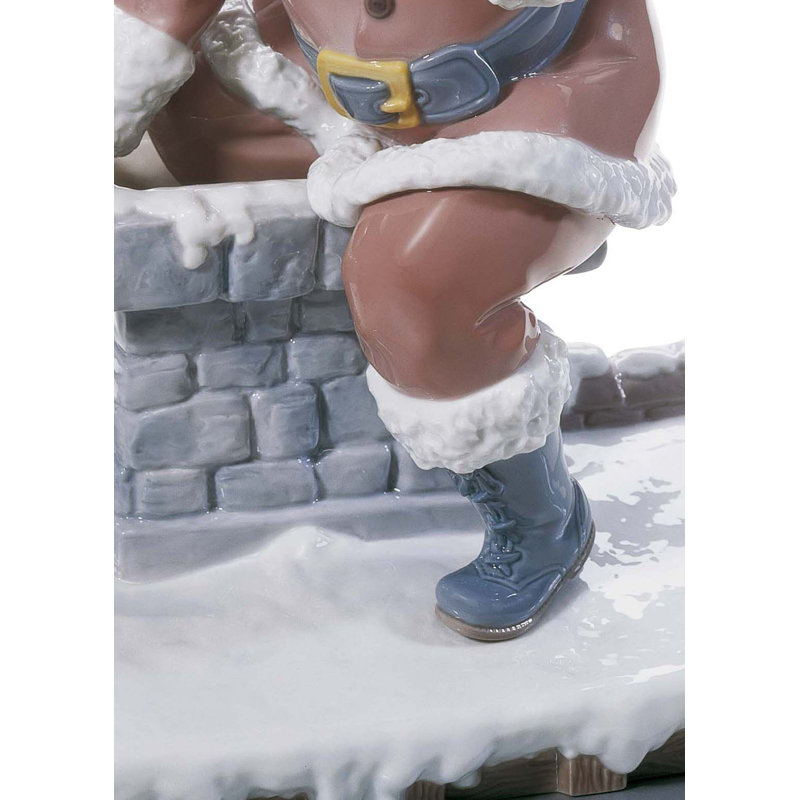 Down the Chimney Santa Figurine