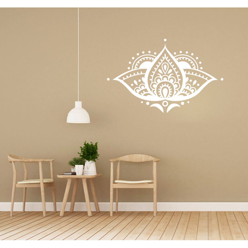 Adhésif décoratif fleur de lotus, H 36 po x l 56 po, Blanc
