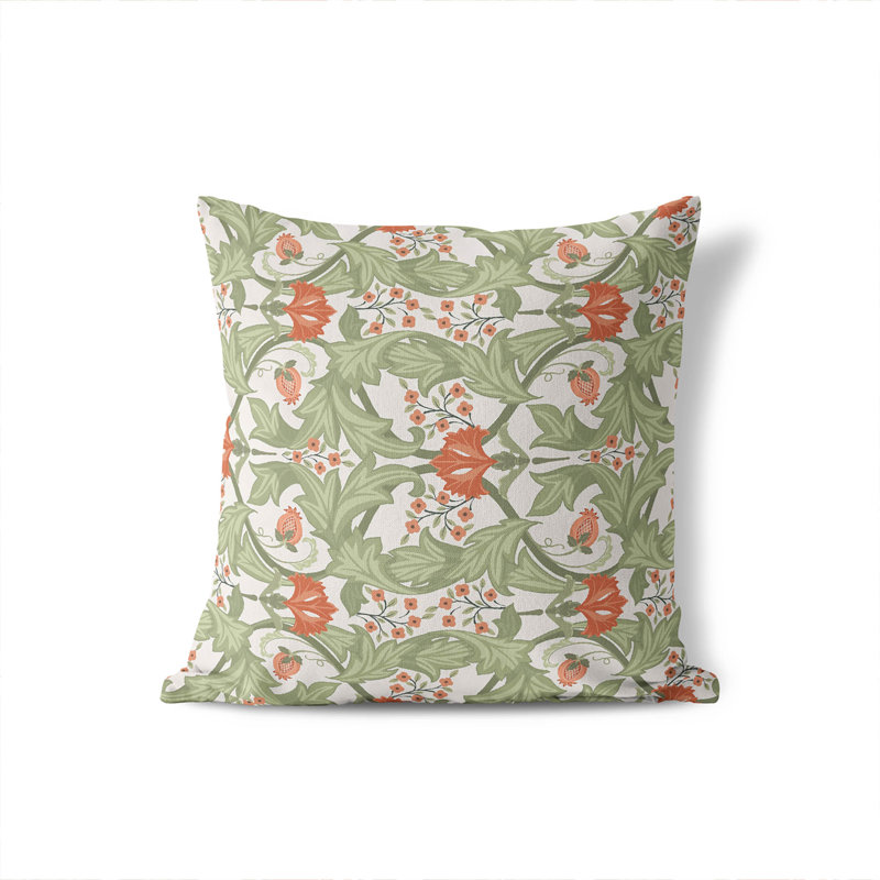 Ogee Leaf UV Protected Outdoor Pillow, Square 18", Green