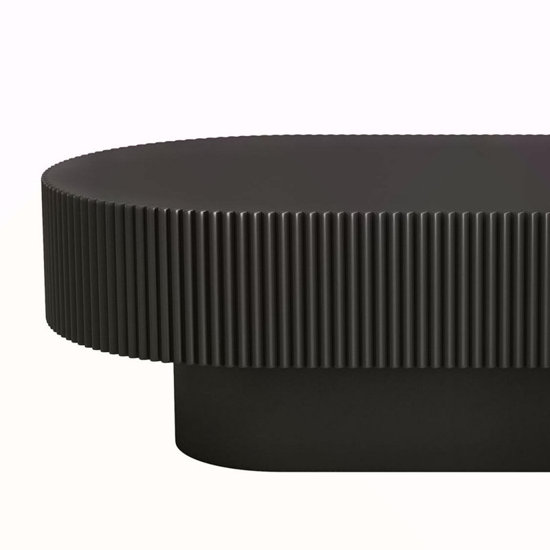 Table basse ovale élégante de 43,3 po avec plateau de 6,8 po d'épaisseur, Noir