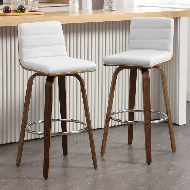 Tabouret pivotant rembourré, Tabouret de bar (siège d'une hauteur de 29 po), Blanc