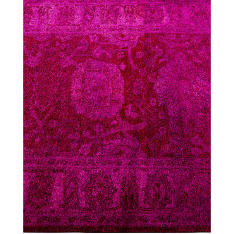 Tapis de couloir noué à la main unique Vibrance - rose, 2 pi 7 po x 12 pi 5 po