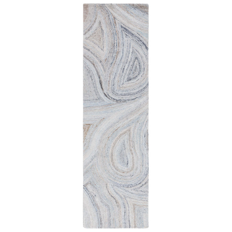 Tapis abstrait beige / bleu Abstract 147, Tapis de couloir 2 pi 3 po x 8 pi