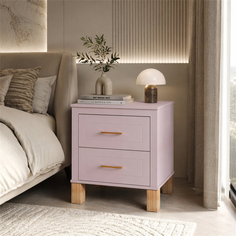 Table de chevet 2 tiroirs, Pink