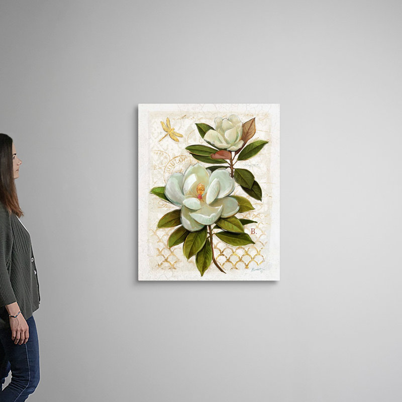 «Heirloom Magnolia» sur toile grise, H 32 po x l 40 po x P 1,25 po, Toile tendue