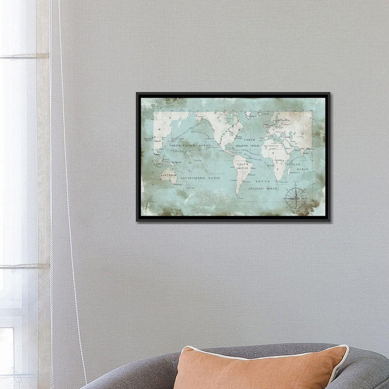 « ocean blue », impression sur toile, H 18 po x l 26 po x P 1,5 po, Toile avec cadre noir, Pas de tapis