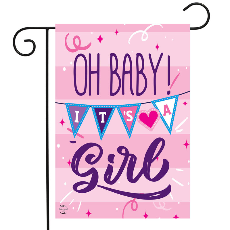 Drapeau de jardin à double face pour bébé fille