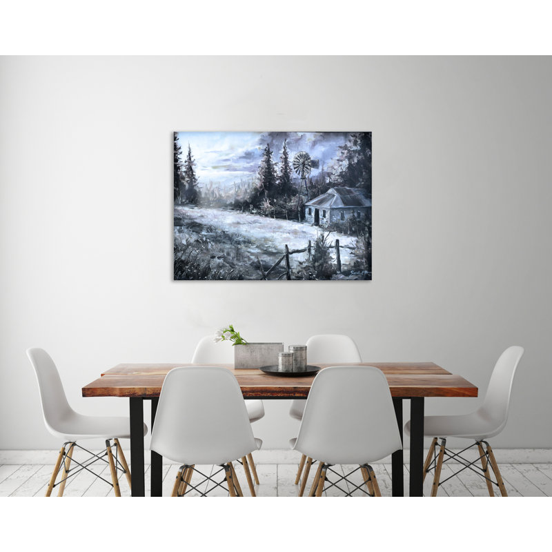 «Black & White Farmhouse», reproduction sur toile tendue, H 15 po x l 20 po x P 1,5 po
