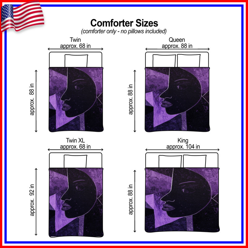 Purple Geometric Portrait Comforter, Twin Extra Long