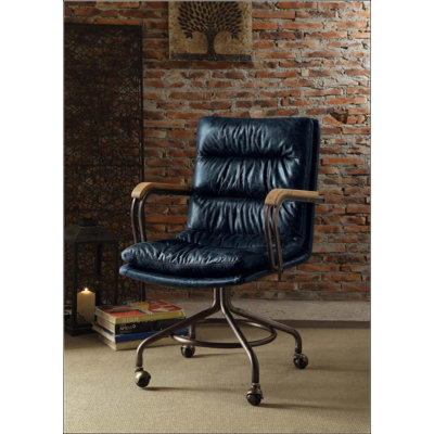 Chaise de bureau en cuir fleur
