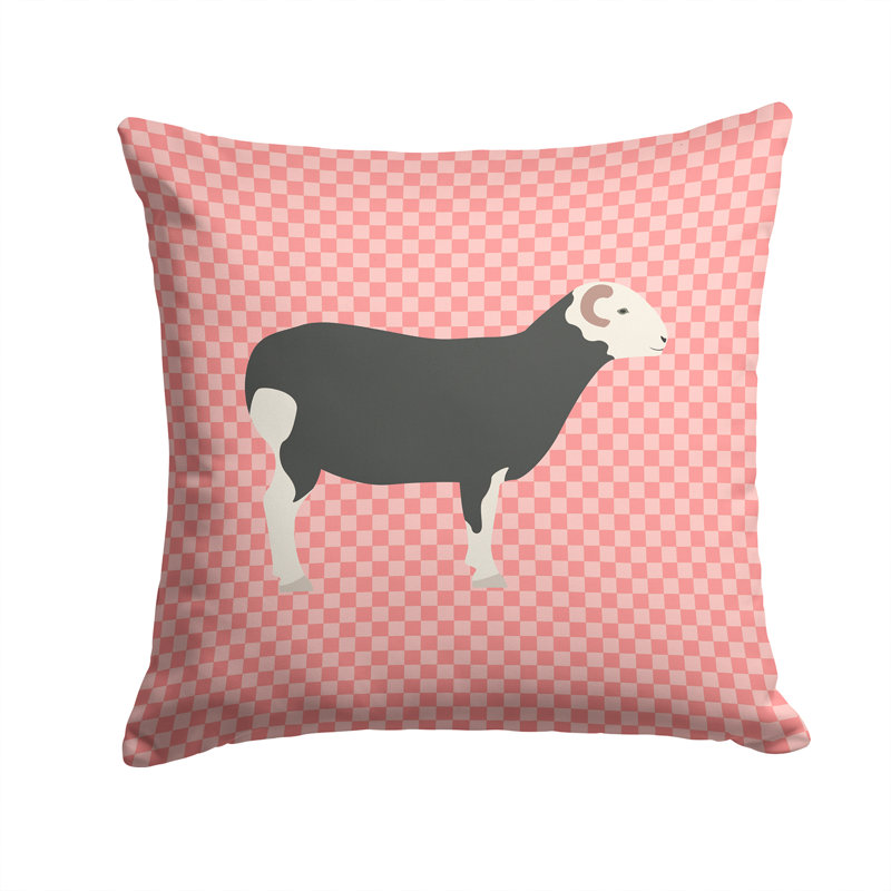 Coussin extérieur herwick ovin check, 14 po x 14 po, Rose