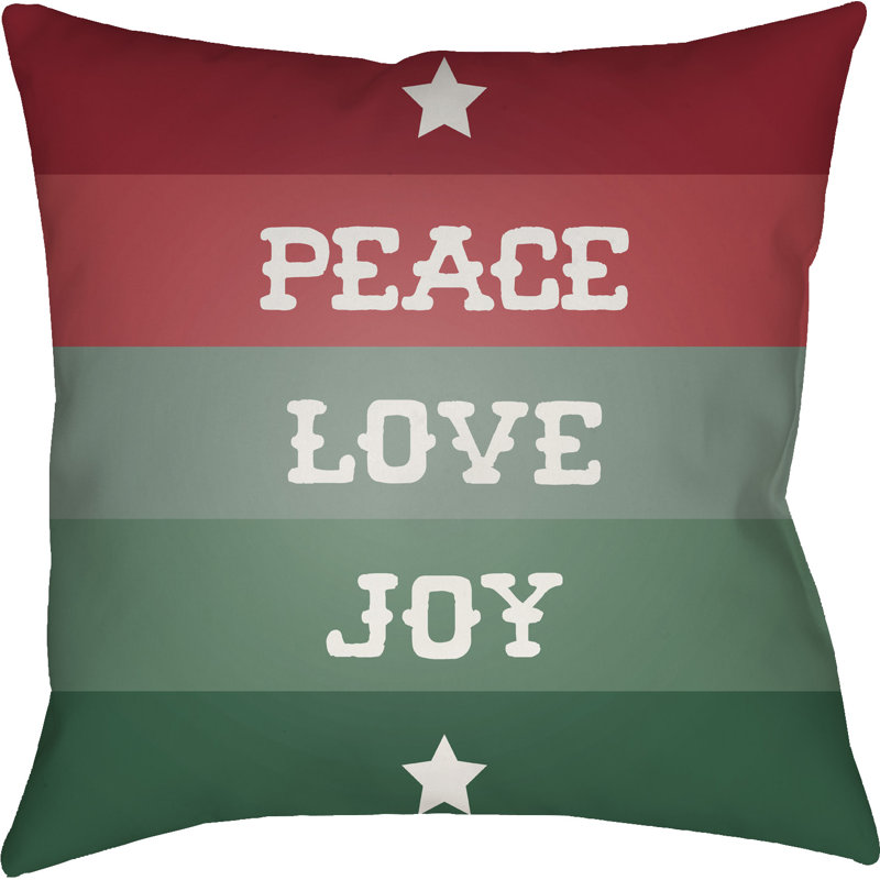 Stripe Indoor/Outdoor Throw Pillow, 20" H x 20" W x 4" D, White / Red / Green