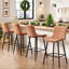 2 tabourets de bar Mid-Century modernes, similicuir brun, pieds en métal poli, conception ergonomique, convient à une utilisation en plein air de couleur comptoir, idéal pour la salle à manger et les cafés-1103310555