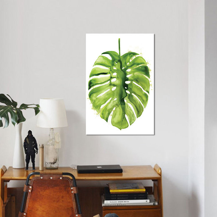 «Monstera I», reproduction sur toile, H 18 po x l 12 po x P 1,5 po, Pas de tapis, Toile tendue