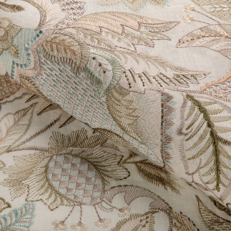Eden Embroidery, Green/Beige/Light Blue