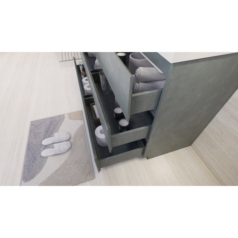 Ensemble de meuble-lavabo simple 60 po Hanzila, Gris ciment
