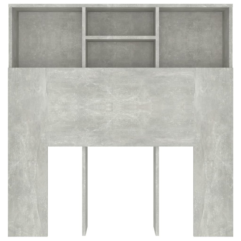 Headboard Cabinet Bedroom Home Indoor Bookcase, Concrete Grey, Super King (6')