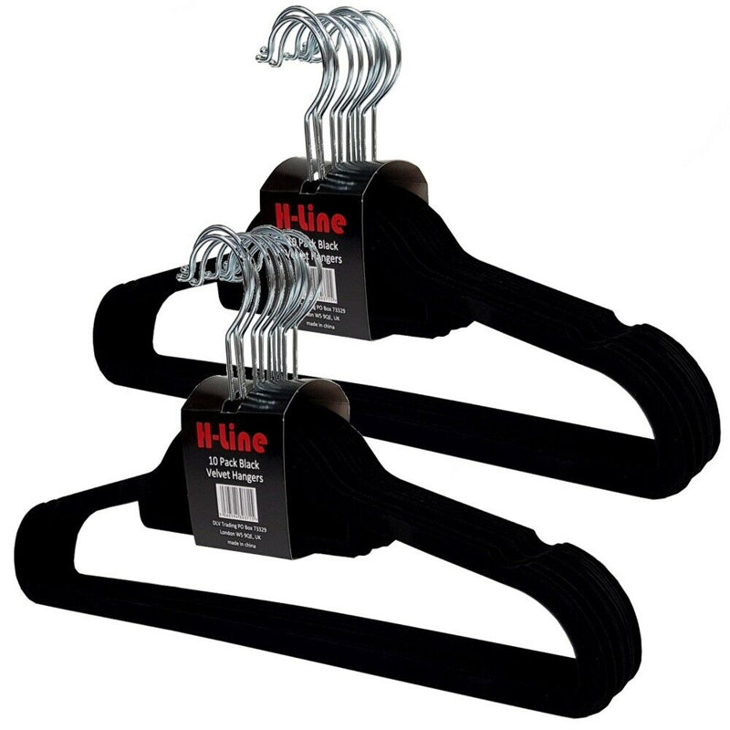 Velvet Standard Hanger for Dress/Shirt/Sweater, Black