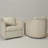 2 Pieces Genuine Leather Oak Wood Cane Swivel Barrel Chair-1258990951