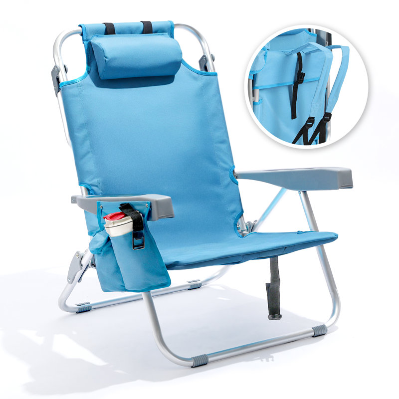 Chaise de plage en aluminium, Bleu, 2