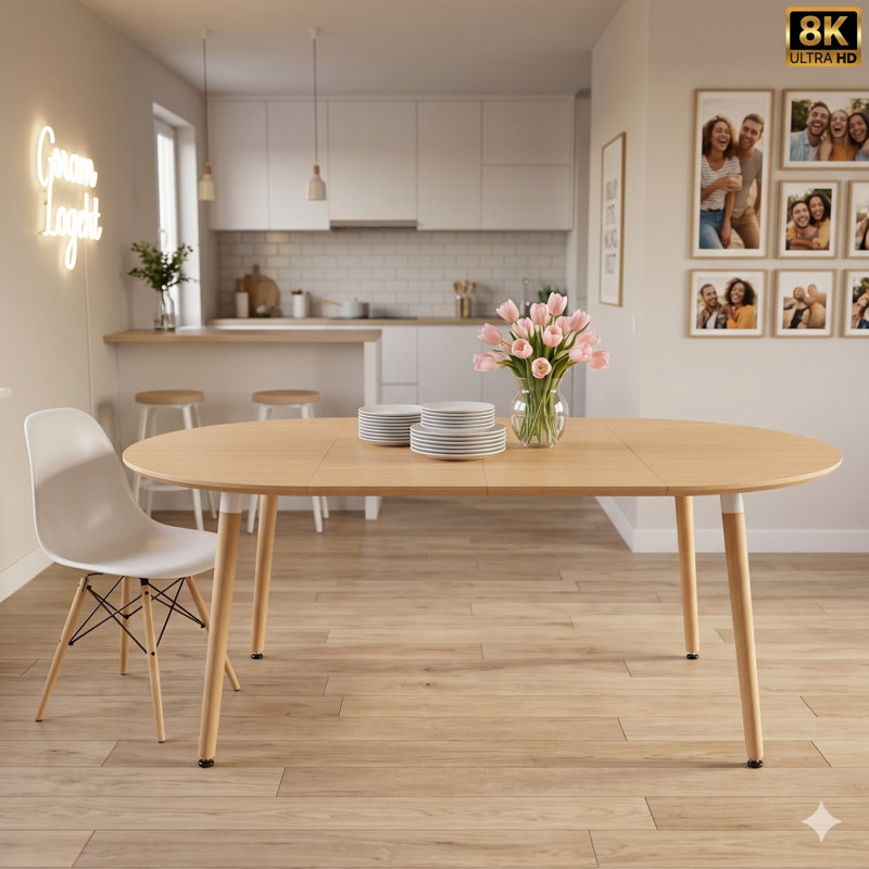 Tables de salle à manger extensibles en MDF (table seulement, sans chaises, avec plateau et pieds)