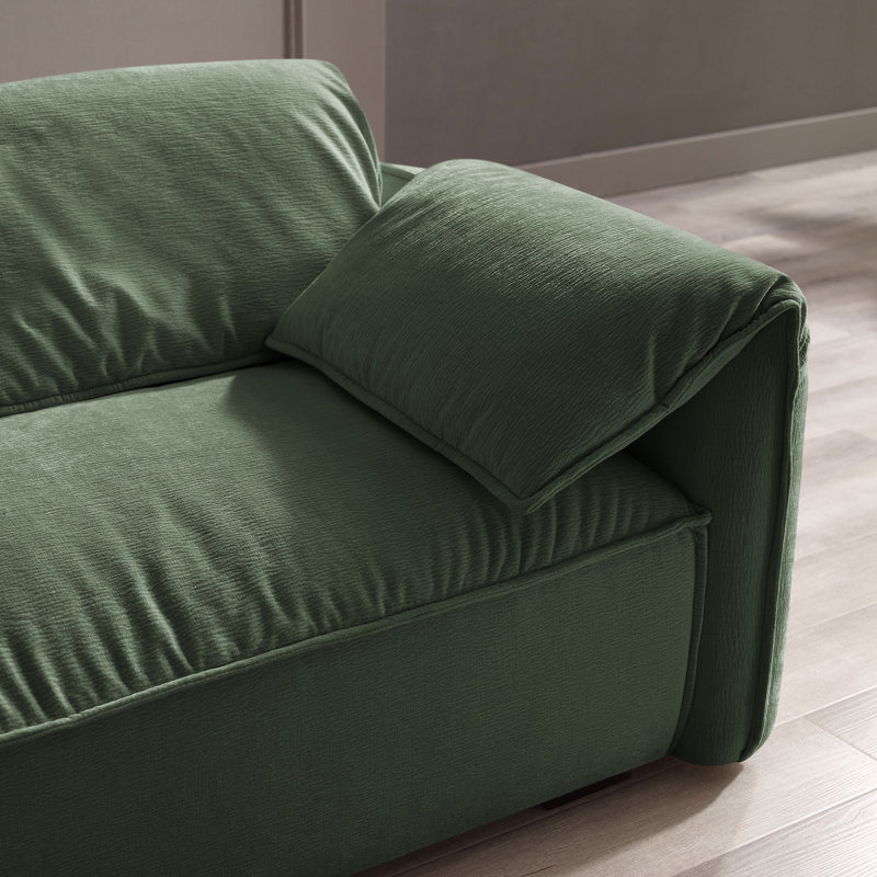 Louai 92.5'' Chenille Upholstered Sofa, Green Polyester Twill