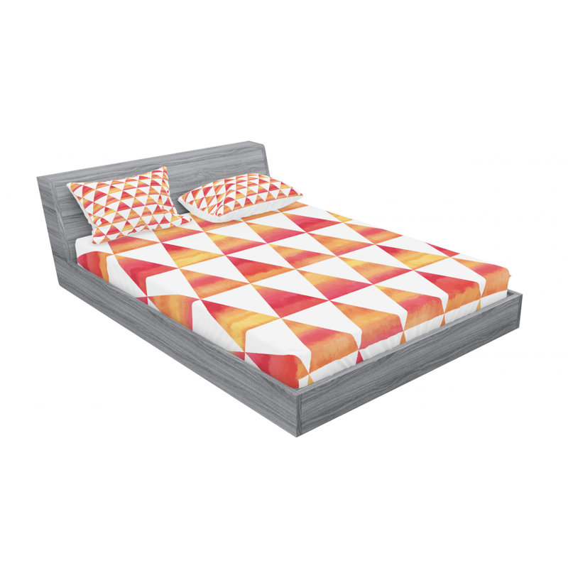 Microfiber Geometric Sheet Set, Queen Sheet Set with Fitted Sheet