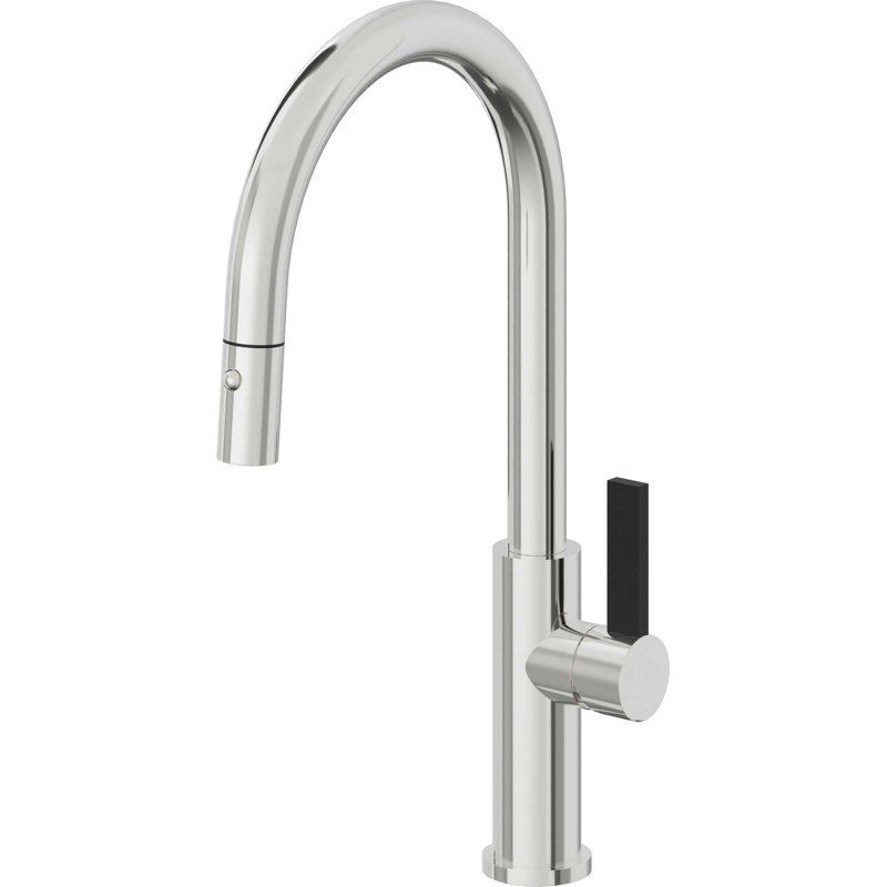 Corsano Contemporary Pull Down Kitchen Faucet with Button Sprayer High Arc Spout and BFB Series Handle, Polished Chrome