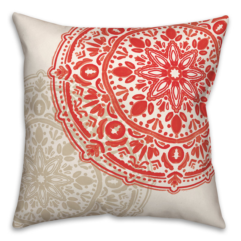 Housse et insert de coussin extérieur d'extérieur, Rouge, Floral 7