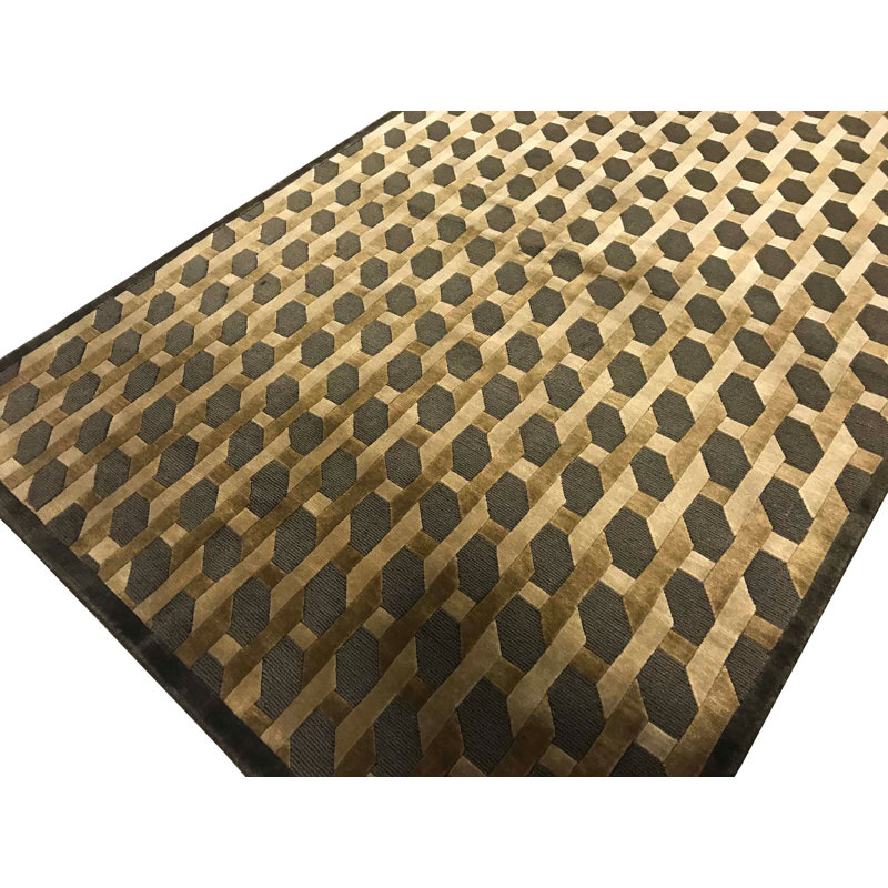 Tapis beige noué à la main de haute qualité