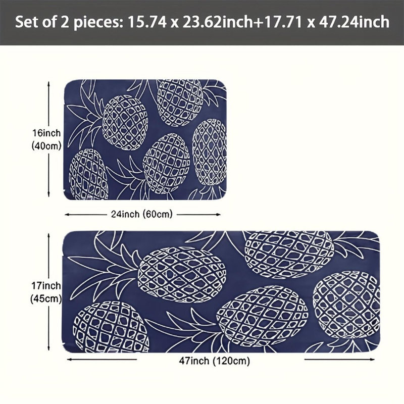 Tapis de cuisine 2 pièces bleu marine