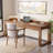 Brown Rectangular Solid Wood with 3 drawers desk-108803896