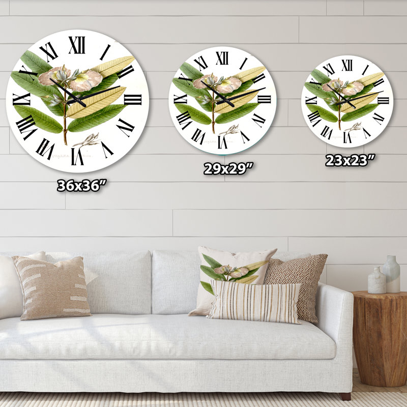 Vintage Blossoming Flower II - Horloge murale traditionnelle, Moyenne