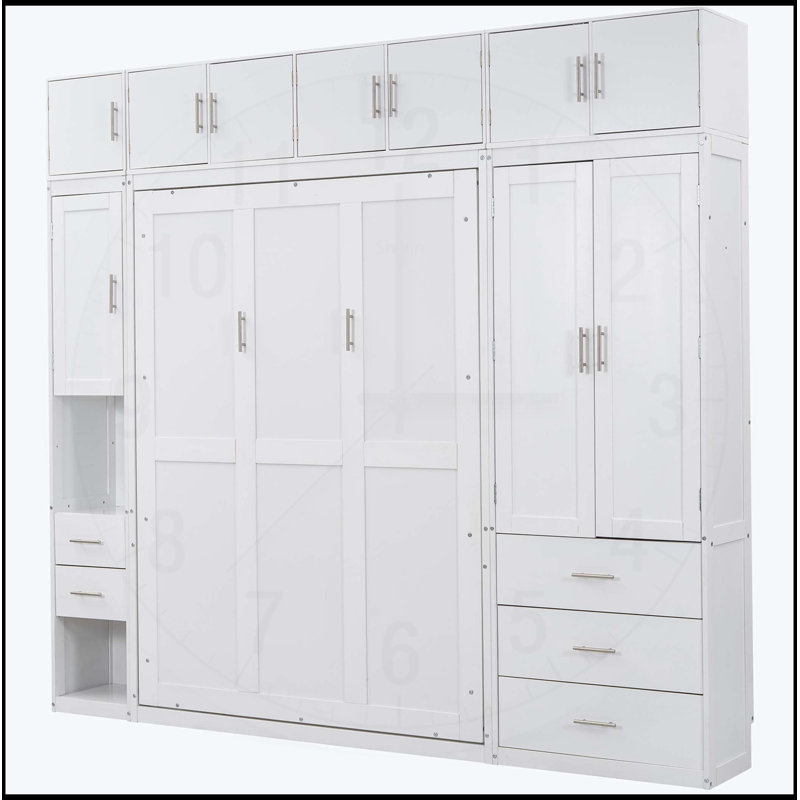 Lit escamotable avec casiers et armoires escamotables, Double
