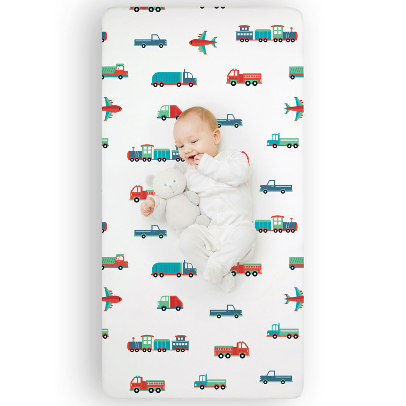 Wildkin 100% Cotton Fitted Crib Sheet – Soft & Breathable Fitted Sheet - Transportation